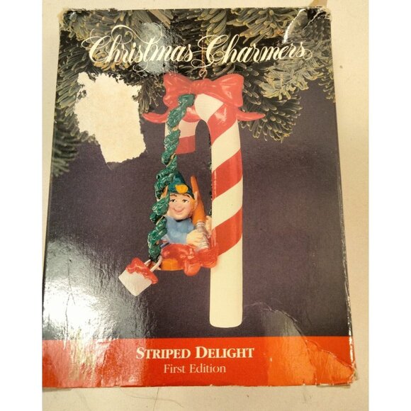 Elf Painting Candy Cane Ornament Christmas Striped Delight First Edition 1991 - Picture 7 of 9